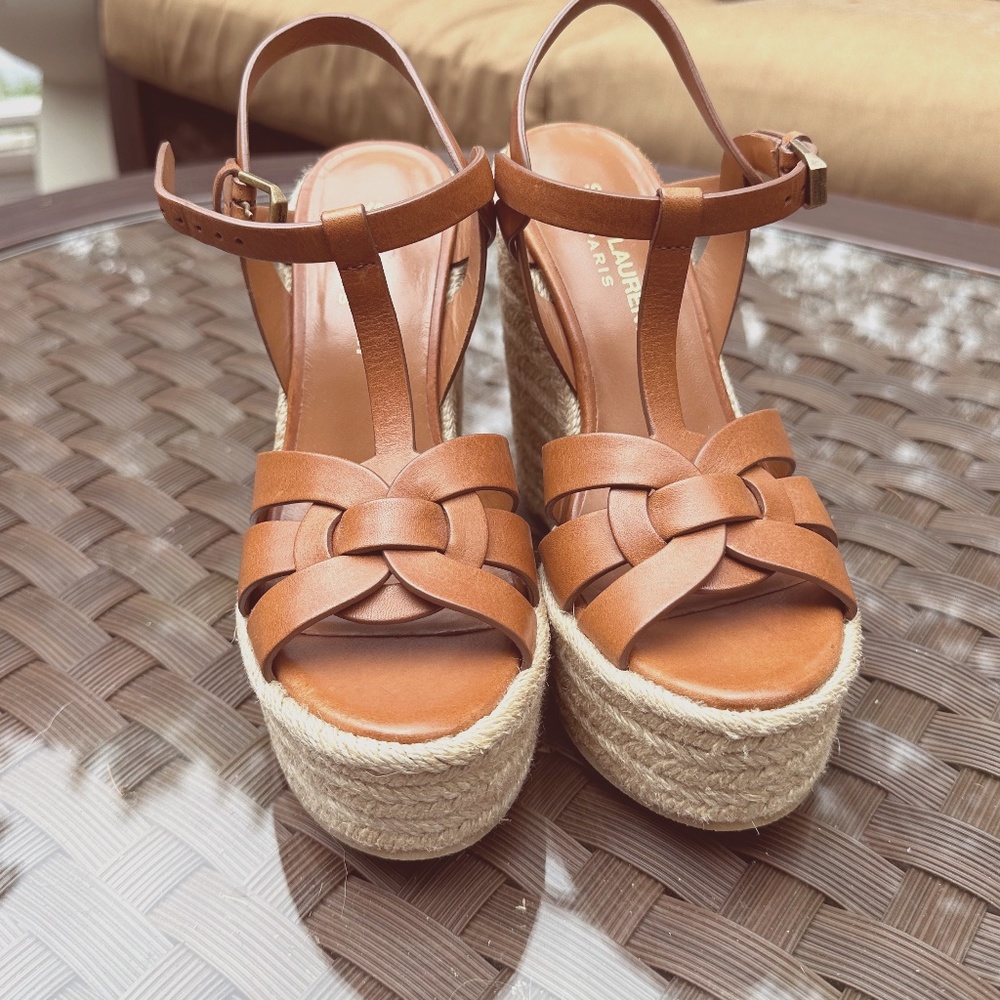 Saint Laurent Leather Platform Espadrilles, NWOT or box